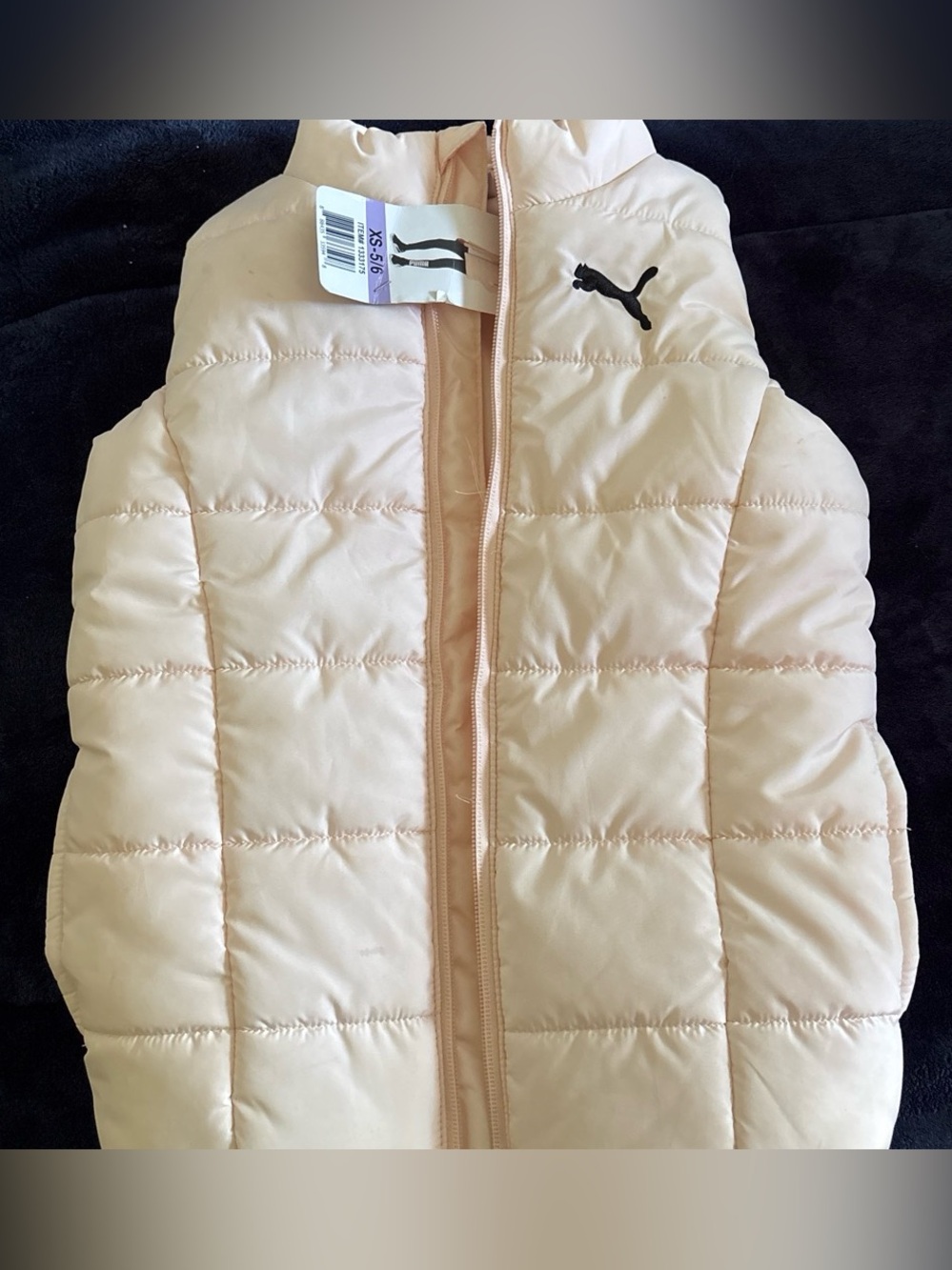 Girls Puma Light Pink Quilted Puffer Vest XS 5/6